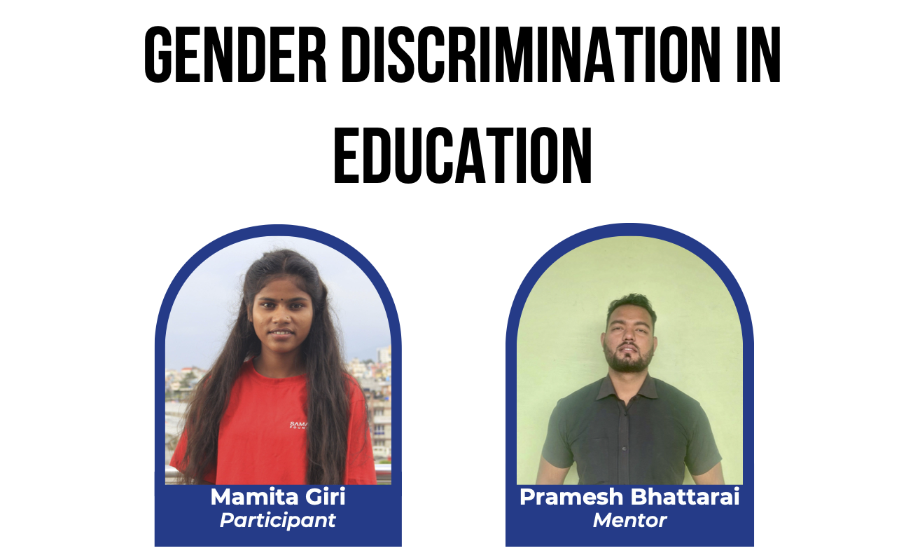 <ul><li>Coducted a survey: 1-1 survey interview to understand the present condition of education in her community and reasons for dropout.</li><li>Presented findings with 68 students 12-18 years where students also shared their experiences and increased resolve to support each other</li><li>Learnt: canva, proposal writing, stakeholder outreach, project creation and management, presentation, confidence</li></ul>
        Driven to confront inequality in her community, Mamita Giri led a project addressing gender discrimination in education. Starting with one-on-one interviews, she documented local students’ experiences with school dropout and gender bias. She then presented her findings to a group of 68 adolescents, creating a platform for participants to share their stories and reflect on how to support one another moving forward. Mamita sharpened her skills in Canva, proposal writing, and stakeholder outreach, and left the project with greater confidence in her voice and ability to drive change.