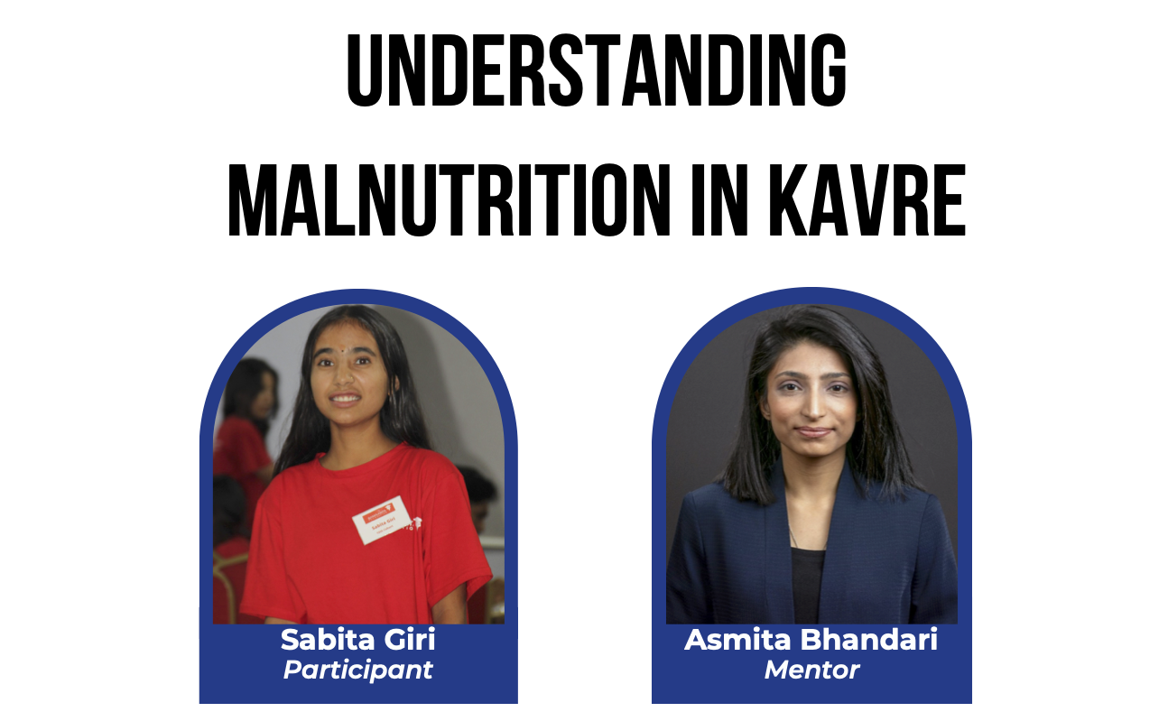 <ul><li>1-1 survey to understand the present condition of education in the present condition of malnutrition in the community and the causes.</li><li> Conducted a session in Aajat school in Kavrepalanchok district:  90 students impacted, Girls- 50 and Boys-40 with  Range of age 12 to 15 years</li><li>Learnt communication, presentation, negotiation and teamwork skills and gained confidence</li></ul>
        Sabita Giri tackled the issue of malnutrition by first understanding it through direct community engagement. She conducted one-on-one interviews to assess knowledge gaps and used those insights to design an awareness session called “Education for Teenagers.” Her implementation at Aajat School in Kavrepalanchok reached 90 students aged 12–15, with a nearly equal gender balance. Sabita covered the causes, consequences, and prevention of malnutrition, and promoted a more informed understanding of nutrition among adolescents. She developed critical skills in presentation, teamwork, communication, and negotiation through the process.